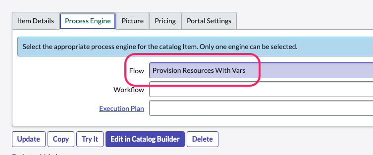 Screenshot: ServiceNow Process Engine